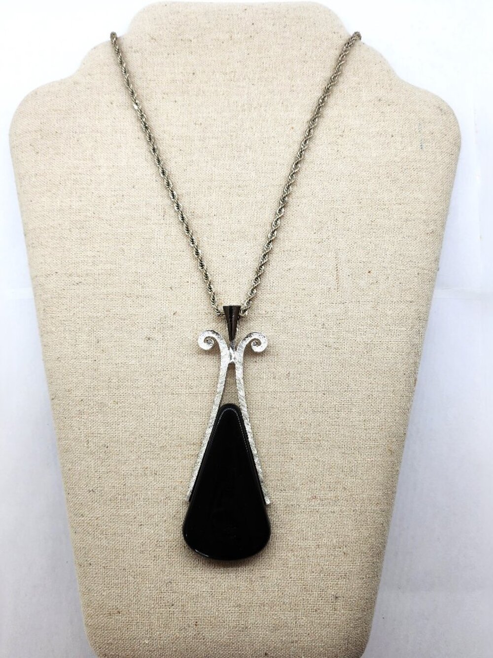 Art Deco styled Large Vintage Avon Pendant Necklace with Long Chain